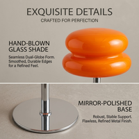 Lampe de Chevet Esthétique en Gros pour Décoration de Café, Style Bauhaus, Lampe de Bureau Chromée, Lampe Champignon Orange Originale en Verre