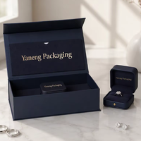Boîte d'emballage de bijoux en carton écologique à rabat magnétique, personnalisable avec logo, pour bagues, pour marque de luxe