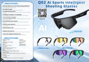 2026 New Q02 AI Smart <b>Glasses</b> Wholesale Outdoor Cycling Eyewear AI Translation BT Calling Smart Wearable Supplier - Product Image 3