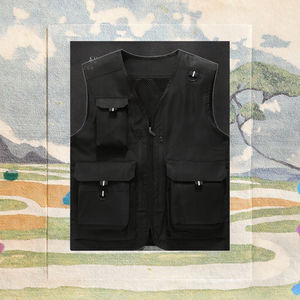 Gilet de sport multifonctionnel pour homme, nouvelle collection 2023, vente en gros, multi-poches, grande capacité, mode, fermeture éclair, respirant - Product Image 3