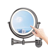 Rotatable Dual-Sided Personalized Bathroom Wall-Mounted Makeup LED Mirror Punch-Free Telescopic Folding Magnifying Metal Beauty