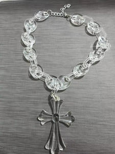 Hip Hop Punk Personnalisé Croix Pendentif Chunky Clair Jésus Laser UV Cool Chaîne Collier pour Adolescents Garçons - Product Image 6