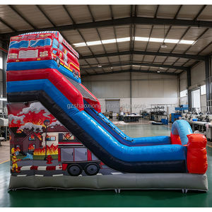 Glissière d'eau de thème de lutte contre l'incendie de videur sec humide gonflable extérieur de PVC d'usine pour la glissière gonflable de château d'enfants - Product Image 4