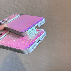 Coque de téléphone en cuir serpent laser arc-en-ciel pour iPhone 17 Air 16 15 14 <span class=keywords><strong>Pro</strong></span> Max, motif de peau en TPU coloré à conversion et changement de couleur, coque arrière - Product Image 6