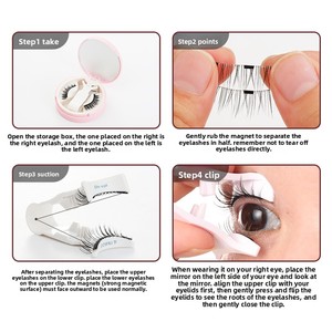 Faux cils effet œil de renard, courbure C, naturels, épais, en fibres synthétiques, réutilisables, bandes de cils effilés, boîte de voyage, maquillage quotidien des yeux - Product Image 3