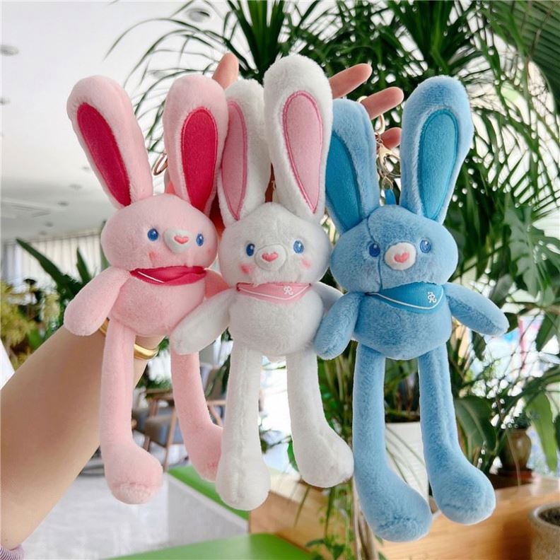 Lot De 3 Porte-clés Lapin En Peluche - Fourrure Douce, 6x5 Cm, Pour Enfants, Neufs