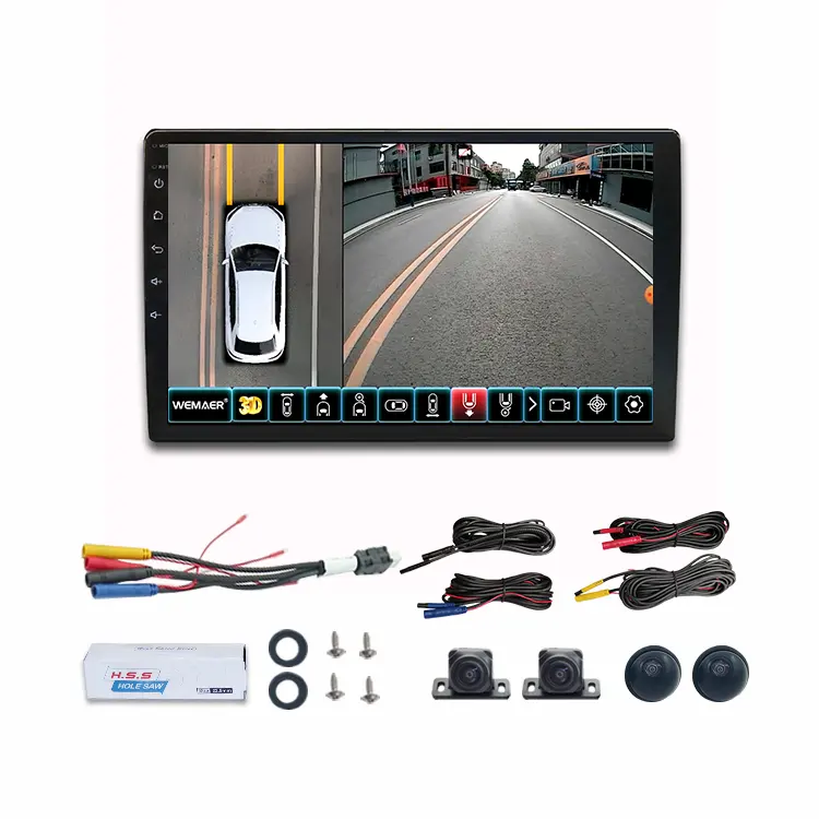 Wemaer 360-Grad-Autokamera 9 10-Zoll-Universalauto Android-Touchscreen Multimedia-Player Navigation Bird View System
