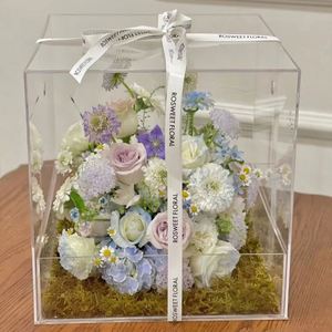 Wholesale Waterproof Clear Acrylic Flower <b>Gift</b> <b>Box</b> with Lid - Display Case for Fresh/Preserved Roses Bouquets Wedding - Product Image 5