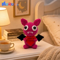 Peluche chauve-souris au crochet faite à la main, carte cœur de vampire d'Halloween, message personnalisable, décoration de bureau, cadeau, vente en gros sur mesure