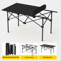 Table et chaises pliantes d'extérieur en acier au carbone, design portable type « egg roll », pour camping, pique-nique, barbecue, robustes, légères, extra-épaisses