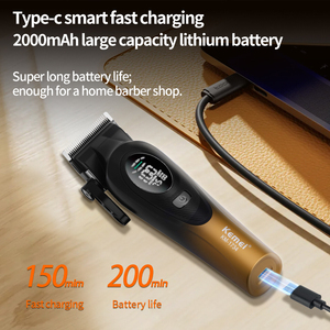 केमेई Km-1734 5 डब्ल्यू 2000 मा बैटरी रिचार्जेबल हेयर सैलून कटर इलेक्ट्रिक 7500 आरपीएम सिरेमिक ब्लेड सस्ते हेयर क्रेपर - Product Image 6