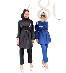 Abaya – ensemble deux pièces pour femmes musulmanes, vêtements islamiques turcs, haut et pantalon long