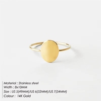Anillo Ovalado Clásico Minimalista Chapado en Oro, Joyería Decorativa, Delicado Anillo de Sello Ovalado para Mujer