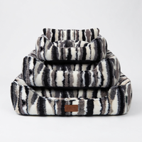 Coussin de luxe pour chien en sherpa teint en fil, entièrement amovible et lavable, canapé pour animaux de compagnie en velours flocon de neige composite doux, coussin pour chat
