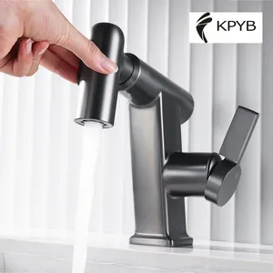 KPYB gun rubinetto per lavabo con apertura a strappo grigio rubinetto per lavabo flessibile girevole multifunzionale in ottone