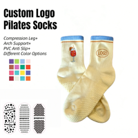 Chaussettes de trampoline antidérapantes POPSOX personnalisées avec logo, pour Pilates, yoga, compression, tube, à volants, respirantes, tricotées