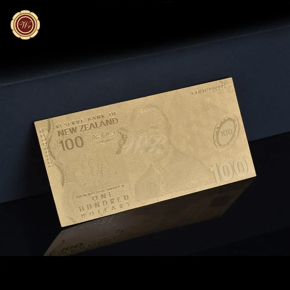 ธนบัตรจากนิวซีแลนด์และธนบัตรธนบัตรธนบัตรที่ไม่มีสกุลเงินสะสมธนบัตรทอง24K
