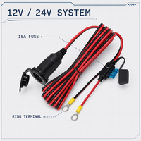 12V 10A Zigarettenanzünder-Verlängerungskabel 16AWG Kupfer PVC-Stromkabel mit Ringkabelschuhen und Sicherung für Marine- und Autobatterieladung