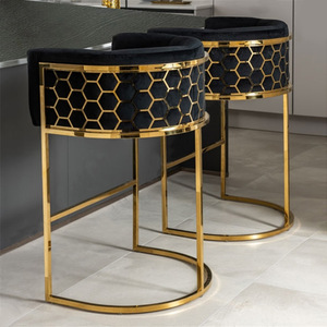 Nouvelle chaise de <span class=keywords><strong>bar</strong></span> industrielle moderne multicolore en métal avec dossier en nid d'abeille, revêtement en velours, stable, pour la maison, le <span class=keywords><strong>bar</strong></span> extérieur ou l'hôtel - Product Image 1