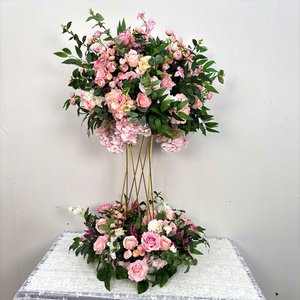 LEDA Party Event Centerpiece Decor Handmade Soft <b>Artificial</b> <b>Flower</b> Ball Pink Rose Combined <b>Flowers</b> for Wedding - Product Image 1