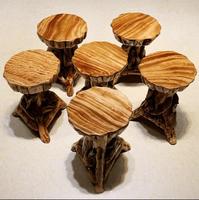 Tabourets en bois de teck massif Guansen Art Déco, finition naturelle mate, pour intérieur et extérieur. Merci et appréciation.