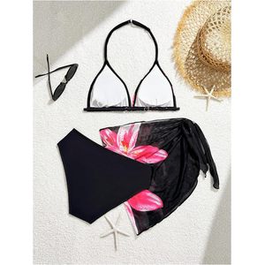 Traje de Baño de 3 Piezas para Niña FOXA, Bikini Floral con Tirantes Triangulares y Falda de Malla, Secado Rápido - Product Image 2