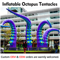 Tentacules de pieuvre géants gonflables bleus personnalisés pour décoration de bâtiment, grande installation artistique publicitaire en forme de pattes de pieuvre gonflables