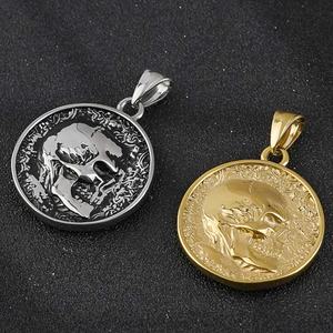 Collar con Colgante de Acero Inoxidable con Diseño de Calavera de Doble Cara, Estilo Hip Hop, para Hombre, Chapado en Oro - Product Image 5