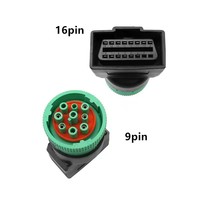 Adaptador de Diagnóstico Automotriz Linkyou OBD de 9 Pines J1939 OBD2 de 16 Pines, Conductor de Cobre PVC, IP67, 12-24V, 1 Año de Garantía, Lector de Códigos