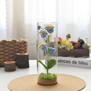 Decoración para Bodas, Campana de Cristal Moderna Personalizada de Alta Calidad con Base de Madera Negra Quemada, Relieve, H-7\"/11\" 15\" D-7\" Florero Campana - Product Image 1