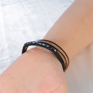 Bracciale <span class=keywords><strong>in</strong></span> stile bohémien, monili <span class=keywords><strong>in</strong></span> <span class=keywords><strong>pelle</strong></span> multistrato con perline realizzati artigianalmente PK-0016 bracciale a chiusura magnetica europeo e americano - Product Image 4