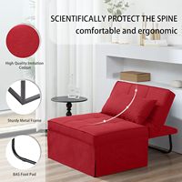 Canapé-lit rouge Plus chaise convertible 5 en 1 dossier réglable chaise convertible moderne pour salon appartement bureau