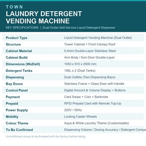 Distributeur automatique de lessive pour laverie, double sortie, distributeur de détergent liquide, paiement par carte, pièces et RFID, libre-service pour laverie automatique <span class=keywords><strong>prépayée</strong></span> - Product Image 6