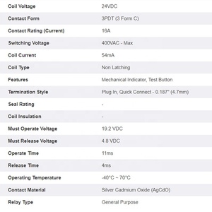 Finder relay 62.33.9.024.0040 3PDT Plug In Non-Latching Relay Tab 24VDC nuevo y original - Product Image 4