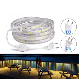 220V LED Strip Light 2835 120LEDs Waterproof Led Strip With EU Plug and Switch Flexible LED Tape Home Outdoor Garden Decoration