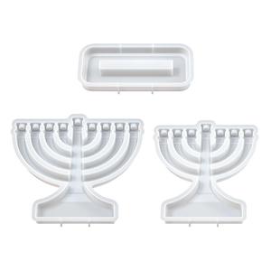M62333 Candelabro de Hanukkah de siete o nueve cabezas, lámpara aromática, molde de silicona para velas de yeso y resina - Product Image 5