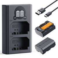 K&F Concept 2 Paket Baterai Isi Ulang NP-FZ100 2600mAh dan Set Pengisi Daya untuk Sony ZV-E1, ZV-E10ii, Alpha 9 II, A9S, FX3, FX30