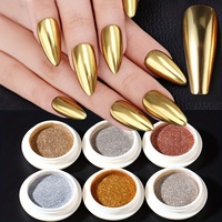 Poudre de chrome doré SH, effet miroir, pigment acrylique pour ongles, aurore irisée, laser métallique, 54 couleurs pour la décoration des ongles