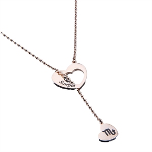 Collar con colgante de corazón en oro rosa, éxito de ventas transfronterizo, para los 12 signos del zodiaco, de acero inoxidable, regalo de cumpleaños con inicial en <span class=keywords><strong>Y</strong></span> - Product Image 2
