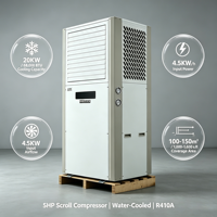 Climatiseur industriel refroidi par eau 10HP 20KW à haut rendement énergétique (EER 4.44) avec compresseur scroll R410A, 380V triphasé, pour usine