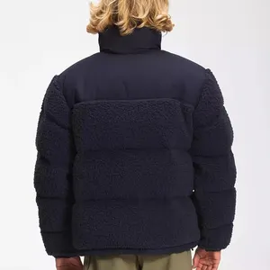 Produsen pakaian jaket ritsleting kerah berdiri hangat musim dingin kustom jaket puffer pria bulu Polar Sherpa ritsleting penuh