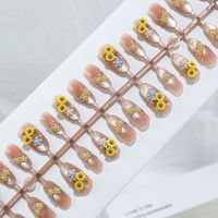 Koleksi Baru Maynail Musim Semi/Panas, Kuku Tempel Motif Bunga Matahari Warna Solid Mutiara Tiga Dimensi Transparan Seperti Es, Efek Cat-Eye
