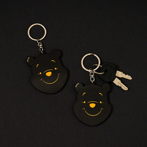 Custom Solid Color Cat Cartoon Light <b>Keychain</b> Promotional Gifts-Colorful Printed Charm Accessory cartoon <b>leather</b> <b>keychain</b> - Product Image 2