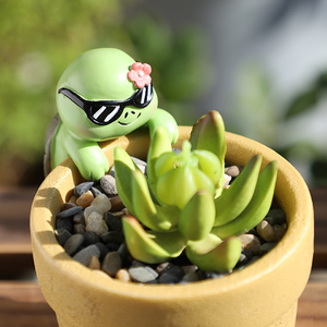 Pot à succulentes en résine tortue verte Kawaii, décoration fantaisie en forme d'animal, trou de drainage, cadeau écologique pour la maison, le bureau ou le balcon - Product Image 4