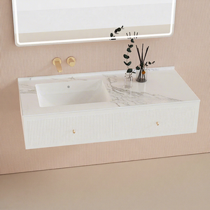Lavabo mural intégré en granit pour hôtel et maison moderne, finition plaquée or, ovale, capacité 12L, pour salle de bain et salle à manger, lavabo pour se laver les mains - Product Image 1