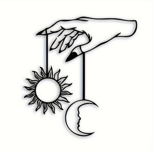 Decoración de Pared Metálica con Diseño de <span class=keywords><strong>Luna</strong></span> <span class=keywords><strong>y</strong></span> <span class=keywords><strong>Sol</strong></span>, Arte Decorativo en Hierro Grabado, Decoración para el Hogar con Color <span class=keywords><strong>y</strong></span> Tamaño Personalizados para Ramadán - Product Image 1