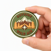 Patch tactique personnalisé en PVC souple gaufré, motif boussole montagne, durable et inaltérable, pour veste