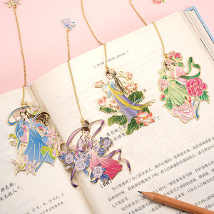 Custom Cartoon Twelve Flower fairy Bookmarks Exquisite Art National Style Flower God Campus Metal Bookmarks for Gift