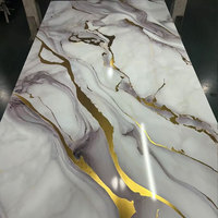 Feuille de marbre en PVC blanc et or imperméable, alternative au marbre, panneau de 3 mm
