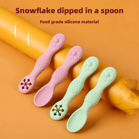 Cuillère d'alimentation pour bébé en silicone flocon de neige de qualité alimentaire Meitai, pointe souple, poignée antidérapante, lavable, vaisselle pour enfants 0+